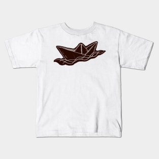 Paper boat, dark Kids T-Shirt